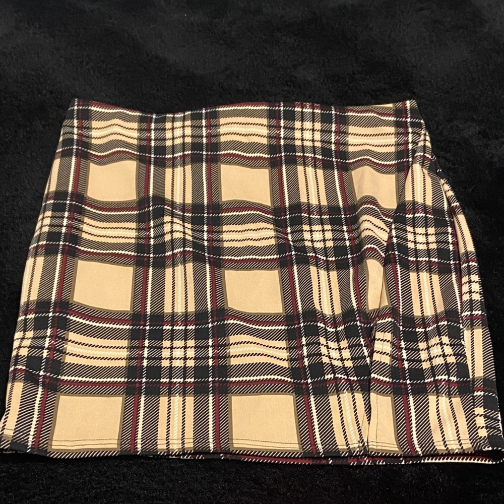 Plaid Beige and Black Women's Skirt